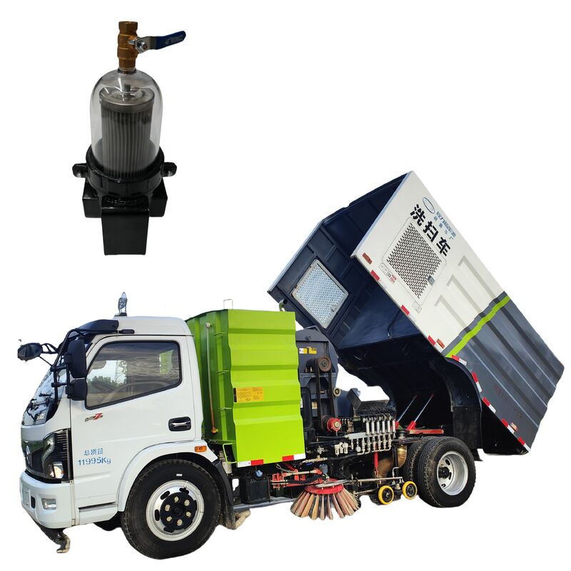 Sanitation/Sweeper Truck-Specific Water Filter Assembly, Transparent Window, Stainless Steel Filter Element, Black Shell, High-Efficiency Water Purification, Adaptable to Sanitation Equipment