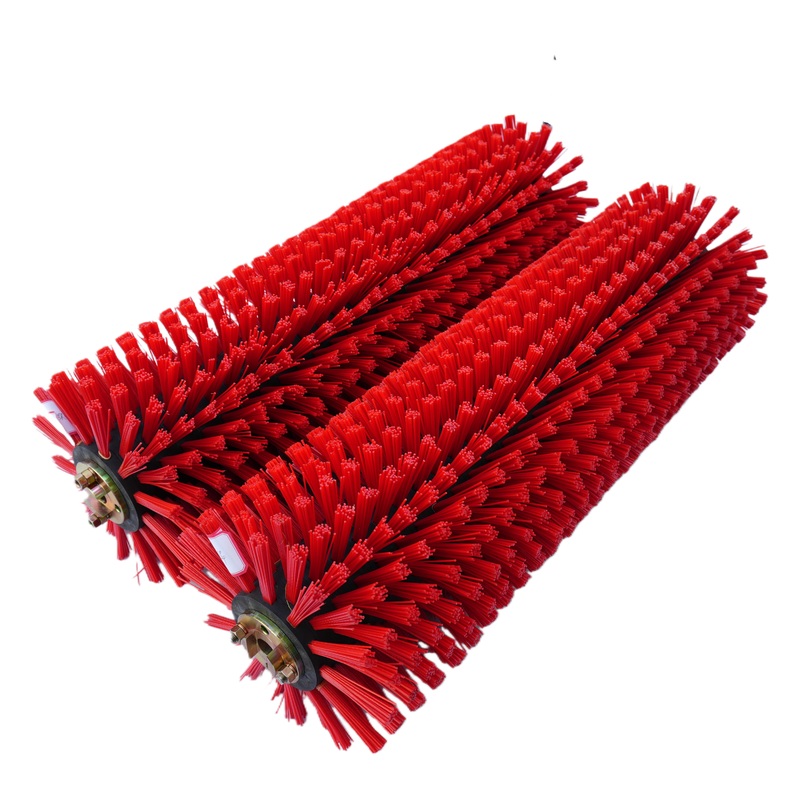 Red Bristle Rotary Sweeper Assembly: Snow & Dust Cleaning, Hydraulic Motor-Driven, Suction Cup-Mounted for Road Sweepers