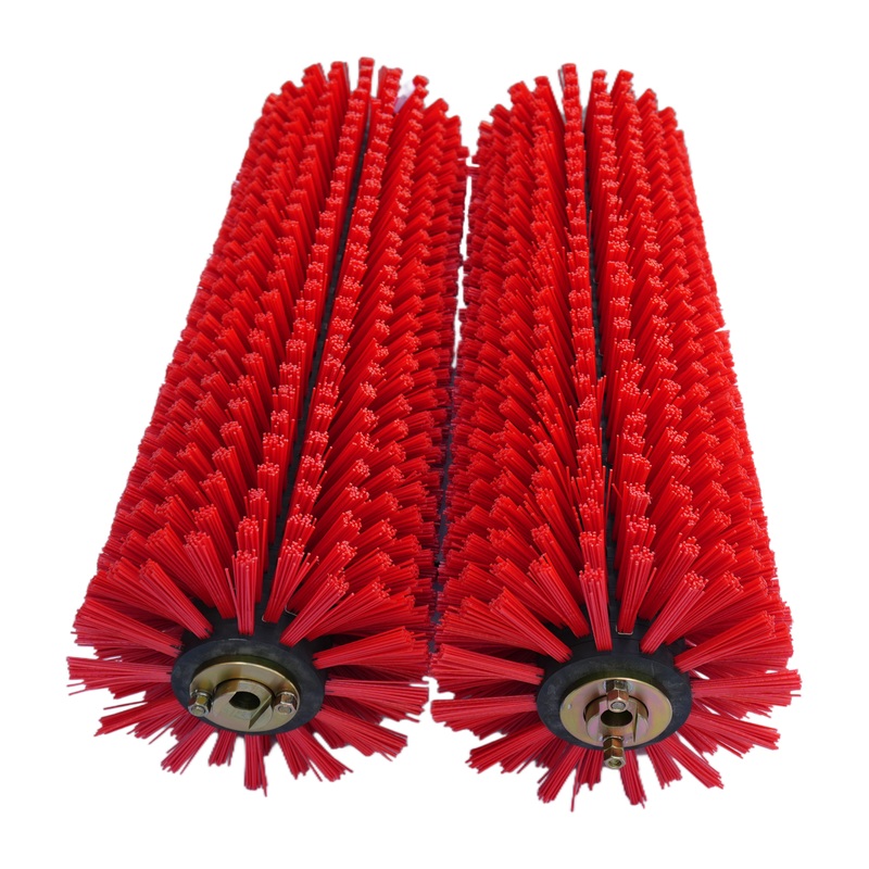 Red Bristle Rotary Sweeper Assembly: Snow & Dust Cleaning, Hydraulic Motor-Driven, Suction Cup-Mounted for Road Sweepers