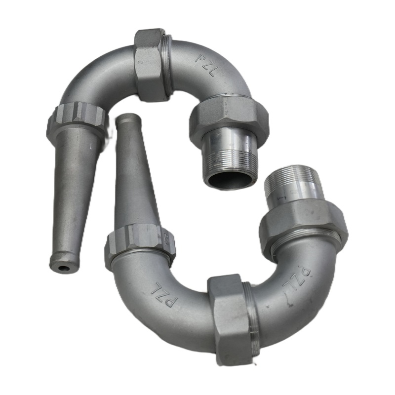 Three-Bend Front Flush Device for Zoomlion Water Trucks: Aluminum Alloy, U-Shaped Nozzle, Cylindrical Water Jet, Road Cleaning