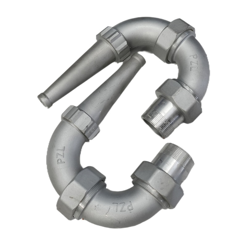 Three-Bend Front Flush Device for Zoomlion Water Trucks: Aluminum Alloy, U-Shaped Nozzle, Cylindrical Water Jet, Road Cleaning