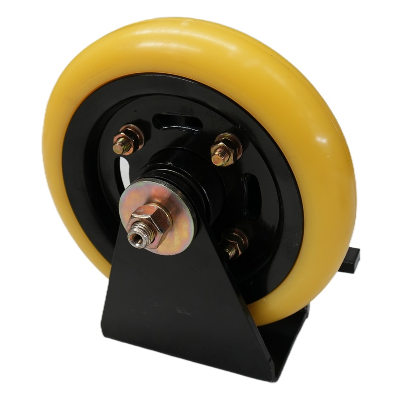 Sweeper Truck Suction Cup Traveling Wheel Assembly – Yellow Polyurethane, Stamped Hub, Solid, Aids Movement