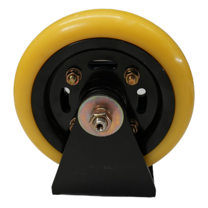 Sweeper Truck Suction Cup Traveling Wheel Assembly – Yellow Polyurethane, Stamped Hub, Solid, Aids Movement