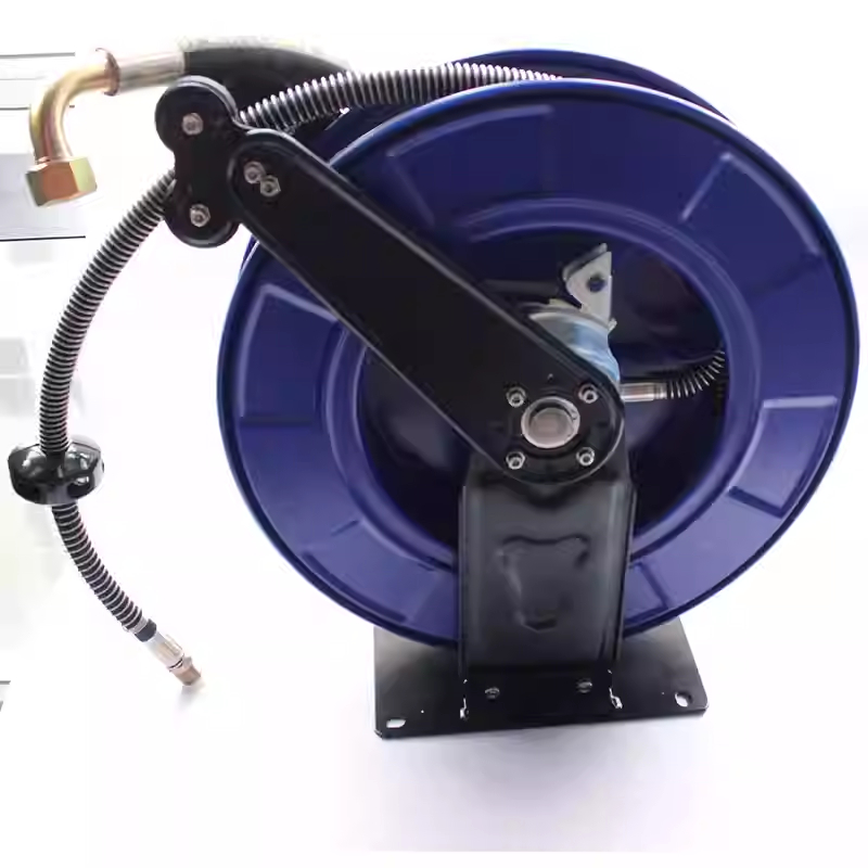 Road Sweeper Washing Reel (with 20m Hose): Blue Housing, Accepts Spray Gun Installation, Cleans Garbage & Dust Within 20-30m